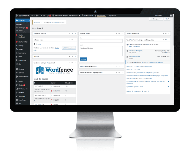 A view of the WordPress backend.